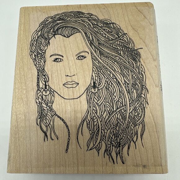 Mane Girl Woman Lots of Hair Amazing Detail Stamp Oasis 1512-1 Rubber Stamp HTF - Picture 1 of 7